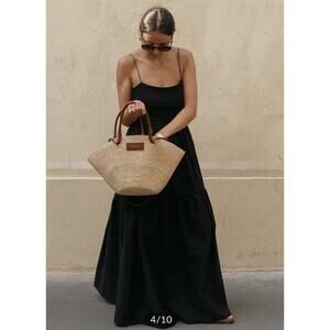 Commense Black Spaghetti Strap Backless Maxi Dress Size Large